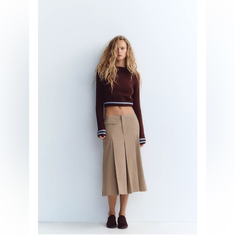 Zara Beige Midi Skirt